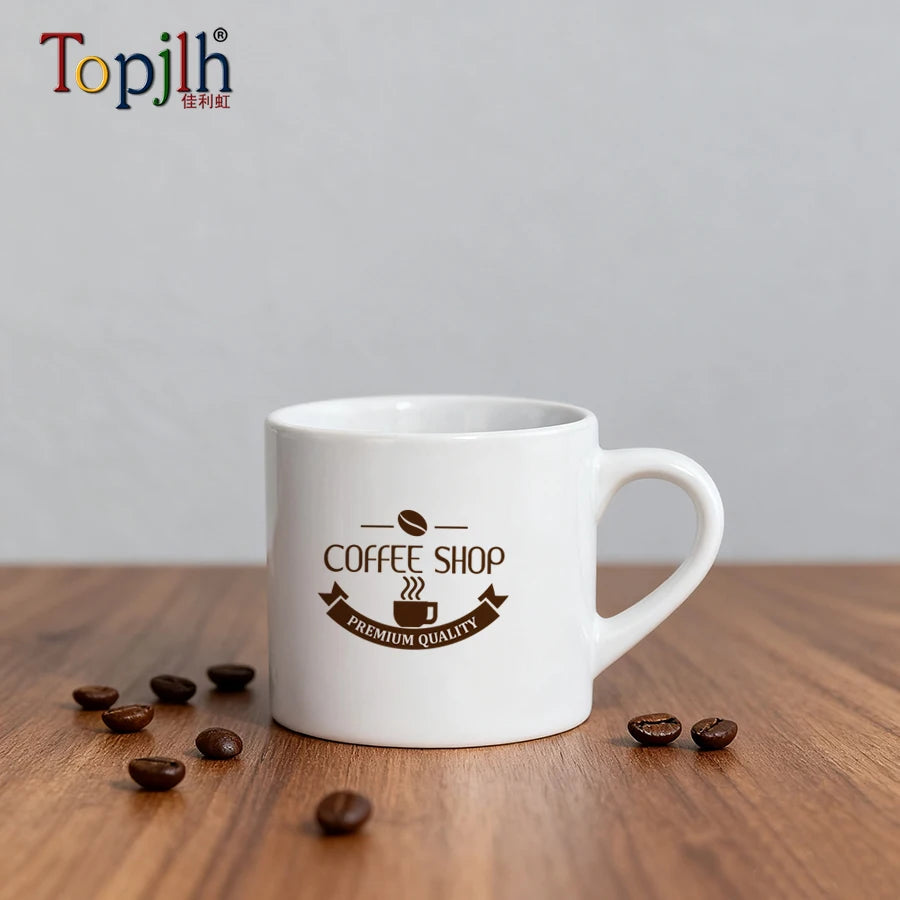 Topjlh Coated Coffee Mugs Small 6oz White Mug Sublimation Blank Ceramic DIY Printable 6oz Giveaways Customized Mug for Bar Ho