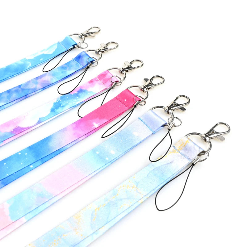 Colorful Clouds Sublimation Polyester Lanyard Custom Logo Mobile Phone Lanyard Free Sample
