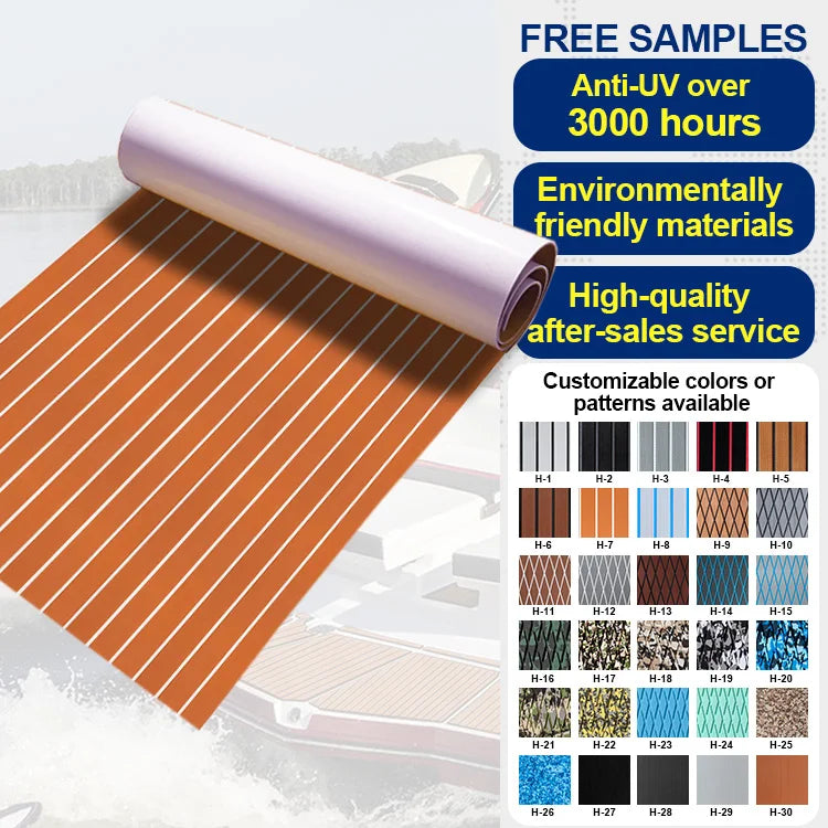 Brown White Strip EVA Foam Boat Decking Waterproof Marine Flooring Yacht Modern Outdoor Teak Engineered Flooring Brushed