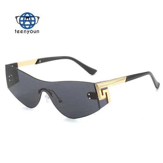 Teenyoun 2024 Y2k Rimless Oversized One Piece Eyewear Designer Gafas De Sol Extra Large Sunglasses Classy for Men Wholesale