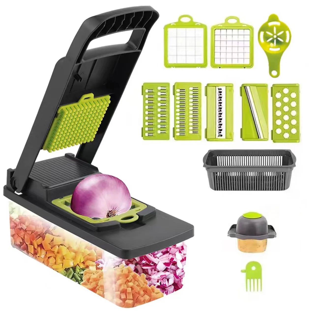Factory Wholesale Kitchen Tools 14 in 1 Vegetable Cutter Manual Mandoline Fruit Vegetable Cutter Onion Dicer Vegetable Choppe