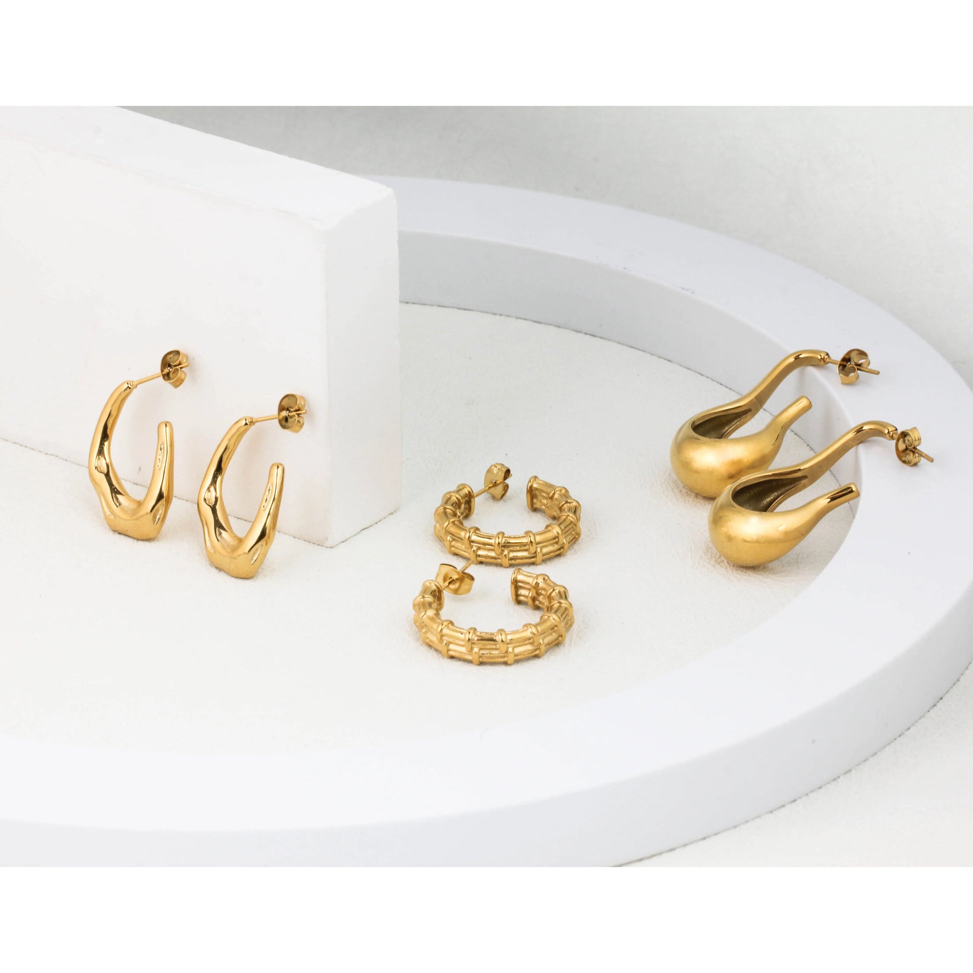 JUSNOVA Custom Women's Stainless Steel Drop Earrings Waterproof Gold Plated Fashion Jewelry