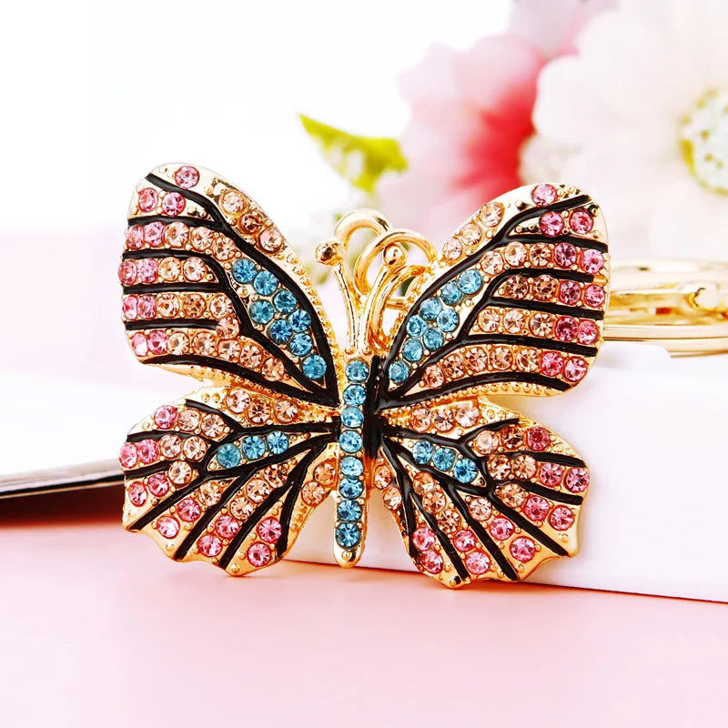 Cute Butterfly Shape Keychain Crystal Sparkling Rhinestone Key Chains Bag Charm Pendant  for Women Girls Gift Butterfly Keych