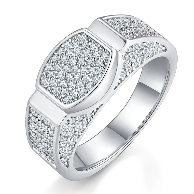 Somen Luxury Fine Jewelry Round Cut 0.95ct D Grade Platinum Plated 925 Sterling Silver Moissanite Rings for Men's Wedding
