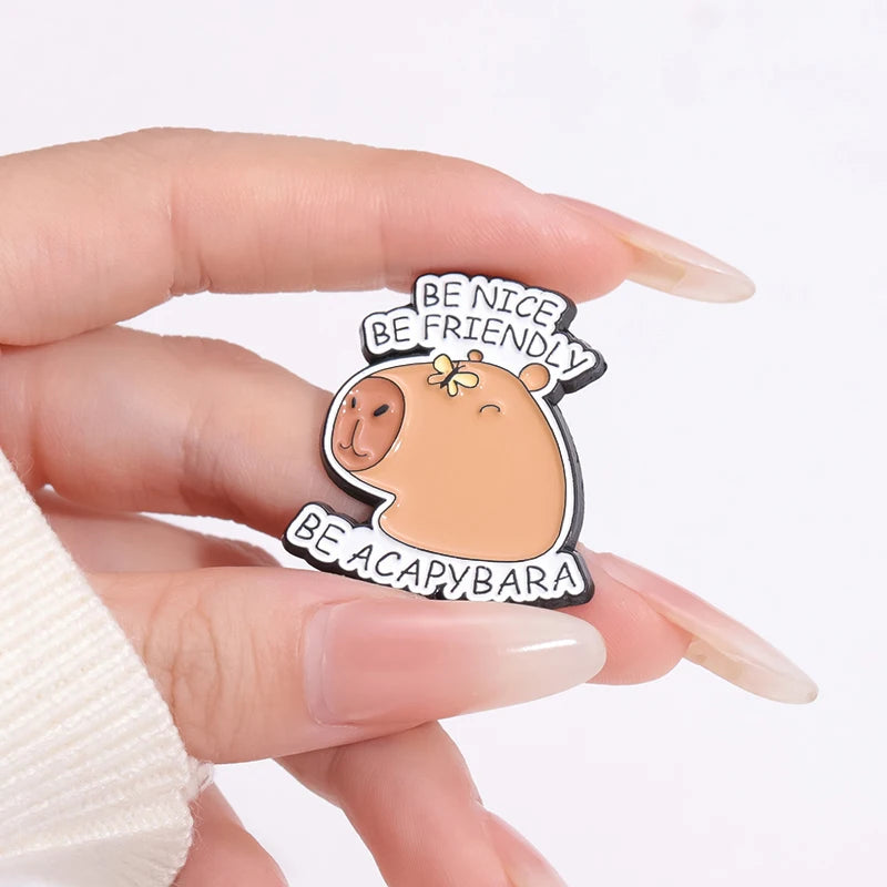 Cartoon Capybara Enamel Brooch Vacation Capybara Backpack Badge Clothing Accessories Gift Jewelry Wearing Sunglasses