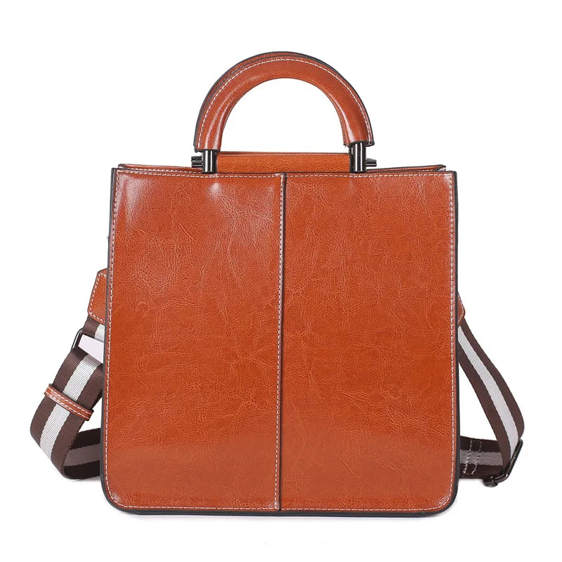 Genuine Cow Leather Large Capacity Vintage Bucket Shoulder Bag Women Luxury Handbags Ladies Designer Bag Genuine Leather