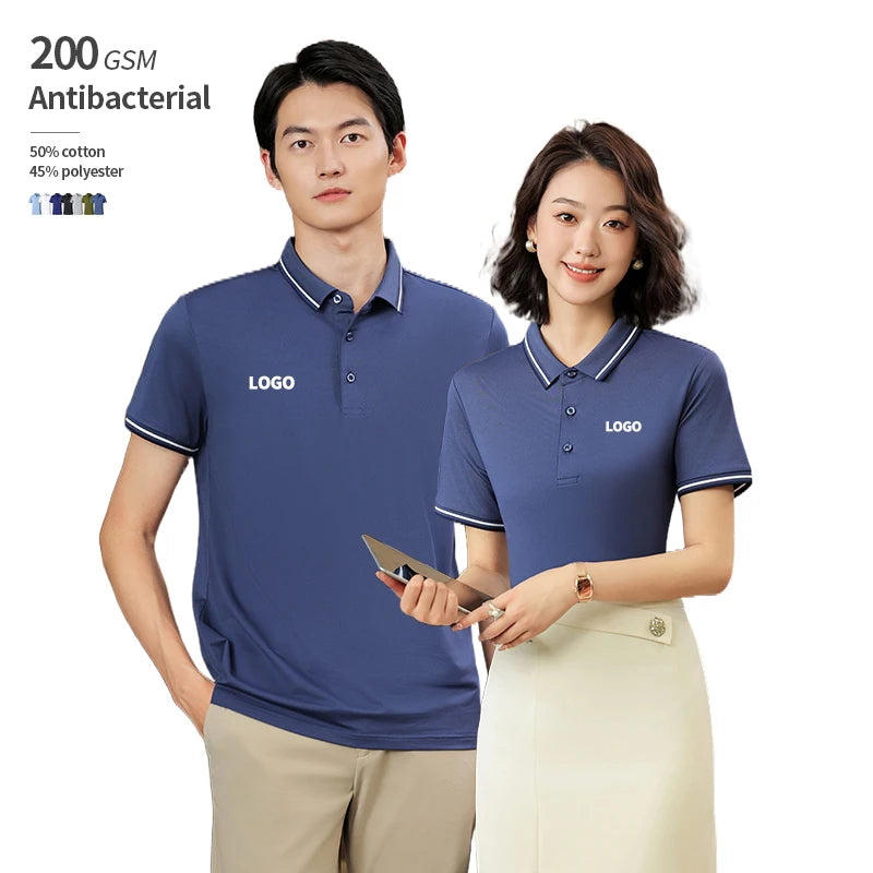 New Arrival 5A Antibacterial and Anti Mite Measures Elasticity Men's Printed Polo Shirt Cotton