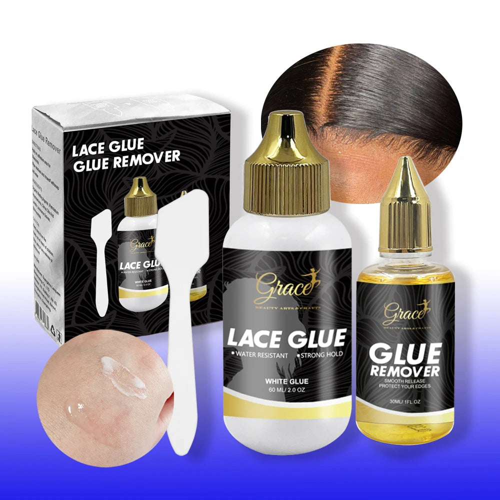 Custom 30ml Glue Remover 60ml Ultra Strong Hold Liquid Wig Adhesive Gold Cap White Lace GLue With Applicator