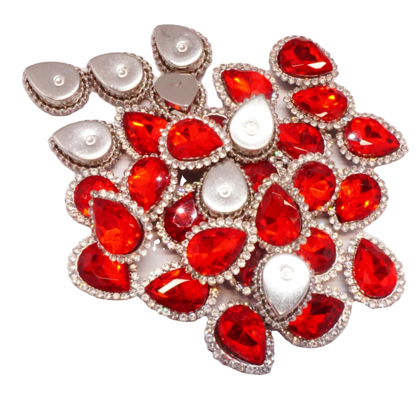 Double-Layered Sunflower-Shaped Glue-On Glass Rhinestone Loose Customized Color Water Droplet Colored Diamond Headwear Weddin