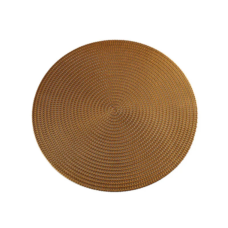 Light Luxury Round Wheat Hollow PVC Dining Mat Coaster  Large Thick Waterproof Anti-Slip Heat Insulation Mat for Western Dini