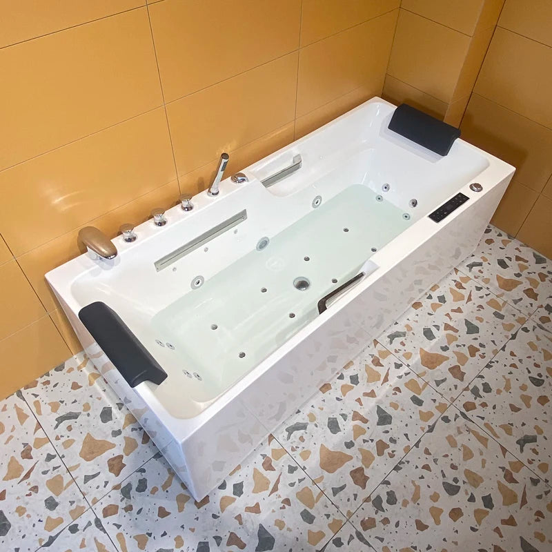 Bathroom Rectangle Massage Bathtub Acrylic Whirlpool Freestanding White Portable Apron Hot Tub Spa with 16 Jets