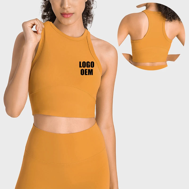 Wholesale Built in Bra Sports Racer Back Crop Top Women Outdoor Activewear Walking Gym Fitness High Support Shockproof Yoga B