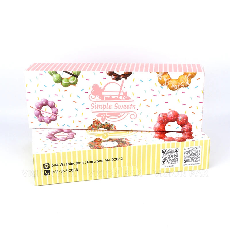 Customized Logo Donut Box Disposable Paper Boxes for Food Take Away Paper Boxes