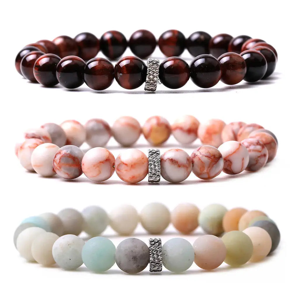 Handmade Luxury 8mm Bead Bracelet Trendy Healing Diamond Gem Natural Stone Unisex Ball Shape Friendship Gift for Men Women