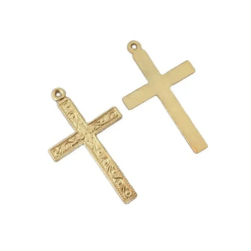 GP Fashion 14k Gold Filled Carved Cross Pendant for Jewelry Necklace Making