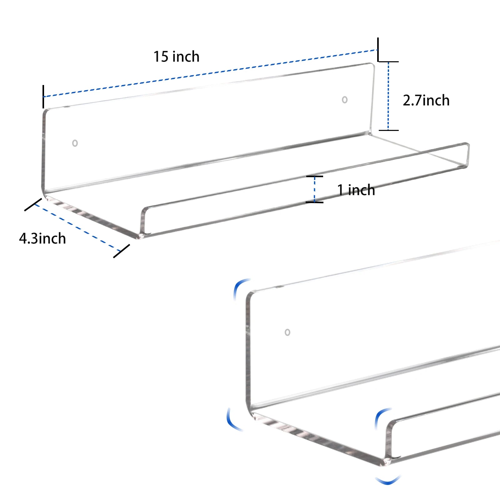 Custom U-shaped Slatwall Acrylic Book Shelf Retail Display Shelf Acrylic Shoe Shelves for Slat Wall
