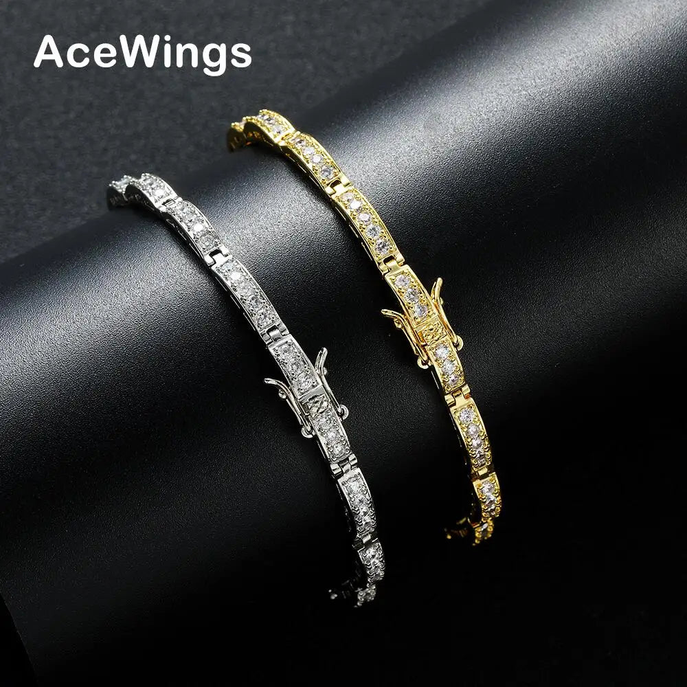 BB149 4mm Wide Women Brass CZ Chain Bracelets Fashion Jewelry