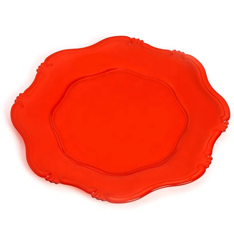 Wholesale Colorful Scalloped Acrylic Plastic Charger Plates Wedding Decoration Colored Charger Plates