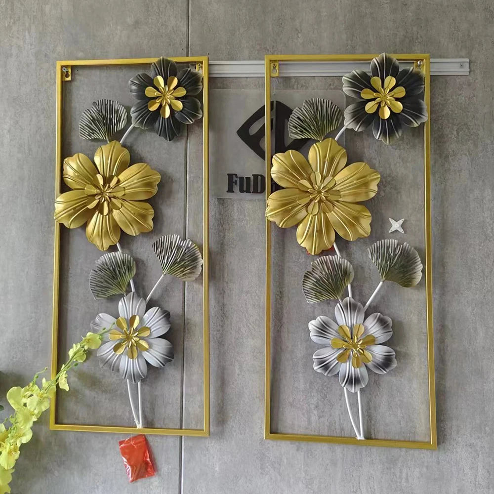 70X30CM Nordic Style Luxury Metal Hanging Decor Large Living Room Flower Shape Wall Hanging Art Decor Home Dropshipping DDP