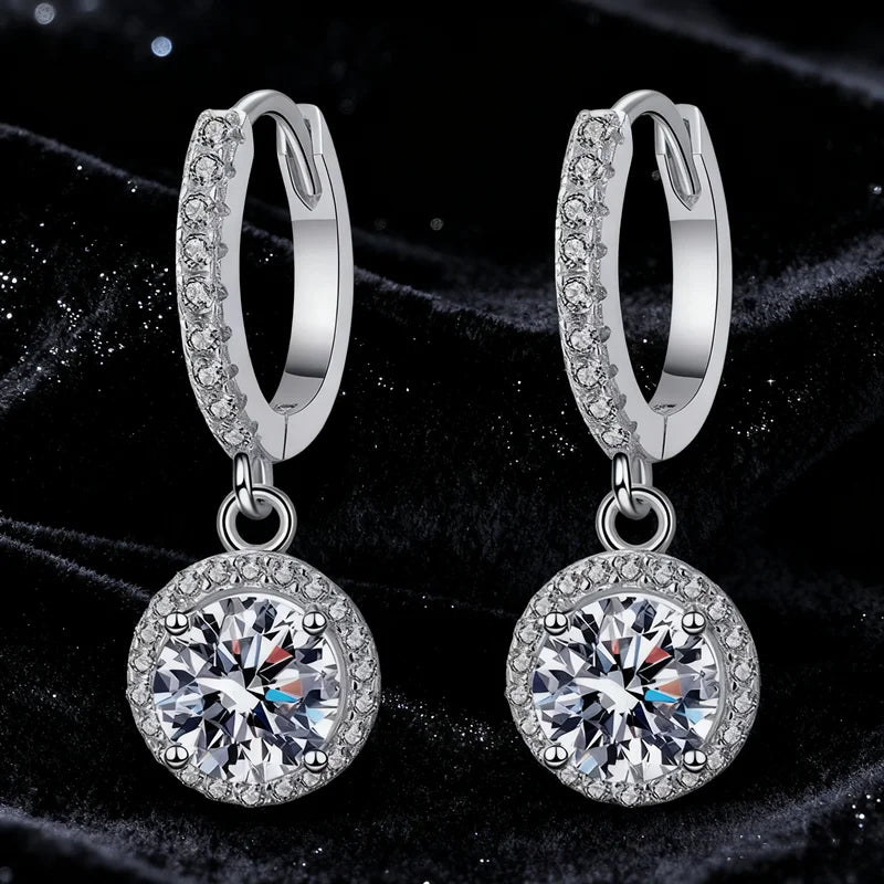Wholesale S925 Sterling Silver Diamond Inlaid Vvs D Color 1CT Moissanite Pendant Earrings for Women Engagement Wedding Earrin
