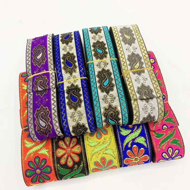 3.3cm Sewing Polyester Curtain Ethnic Lace Computer Jacquard Webbing Pillow Bag slippers Clothing Accessories Lace Ribbon Tri