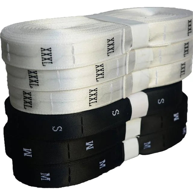 Satin White&black Multi Size Label Garment Clothing Strip Size Label Woven Satin Label in Stock