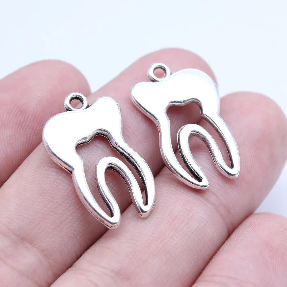 AA0160129  Silver Tooth Charms Jewelry Pendants Plated More Colors for Choice 15x24mm