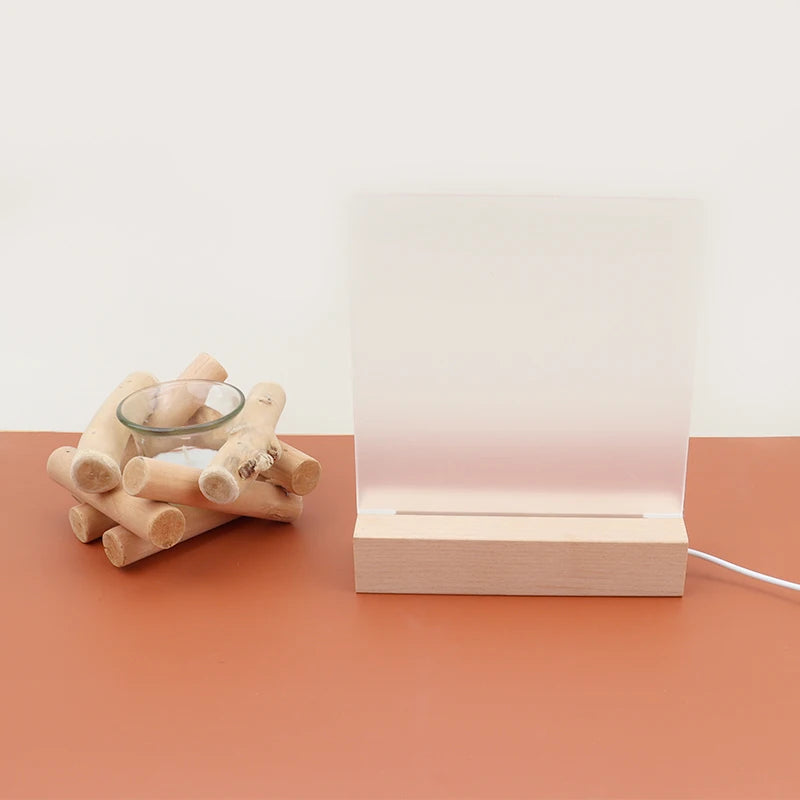 H YueHui Luban Fashionable Thematic 5.9 Inch Rectangle Multi-Color Warm White Light Conversion Acrylic 3D Night Light Wood Le