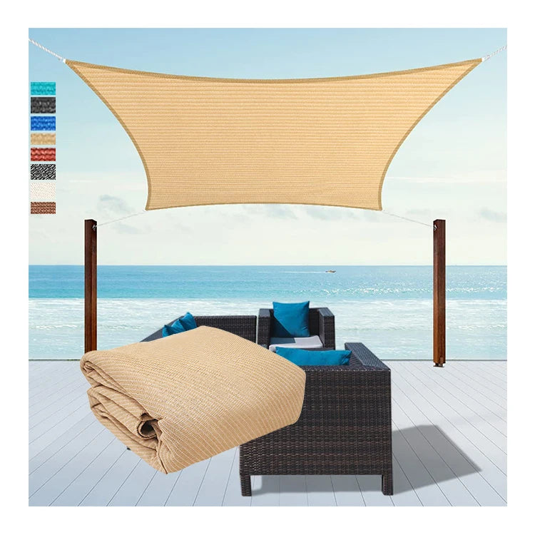 95% Uv Blockage Water & Air Permeable Beige Tape Shade Cloth Carports Shade Sails 5x5m
