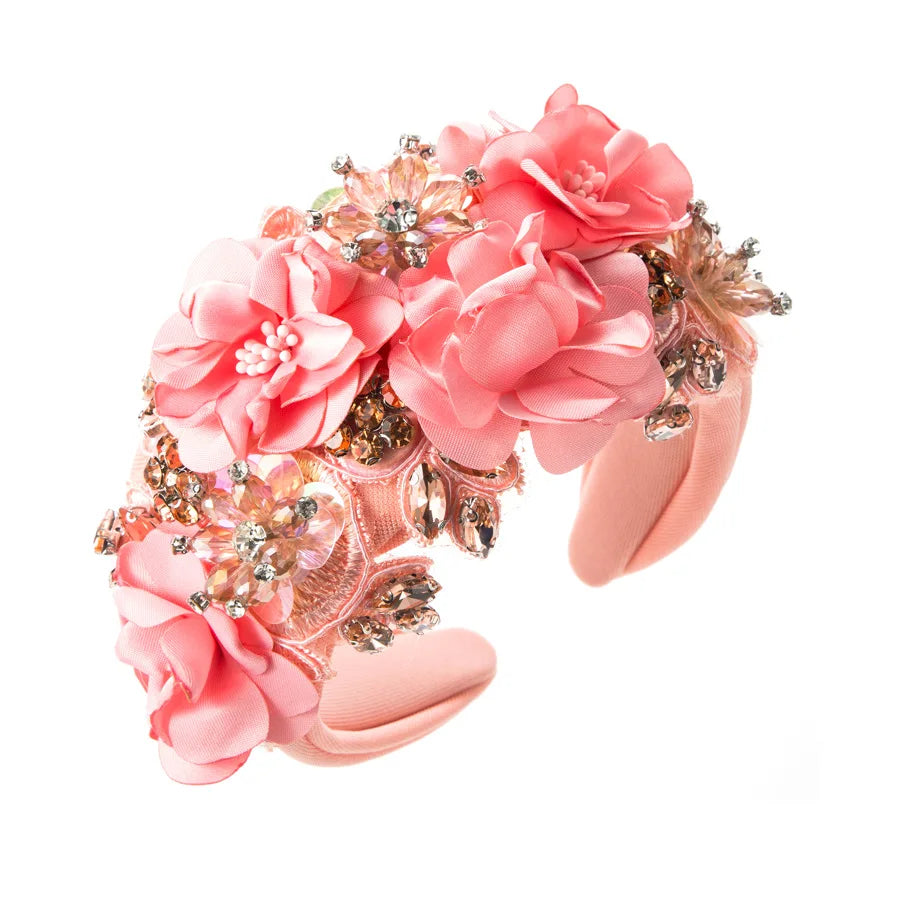 Baroque Floral Headband Fashion Rhinestone Wide Hairbands