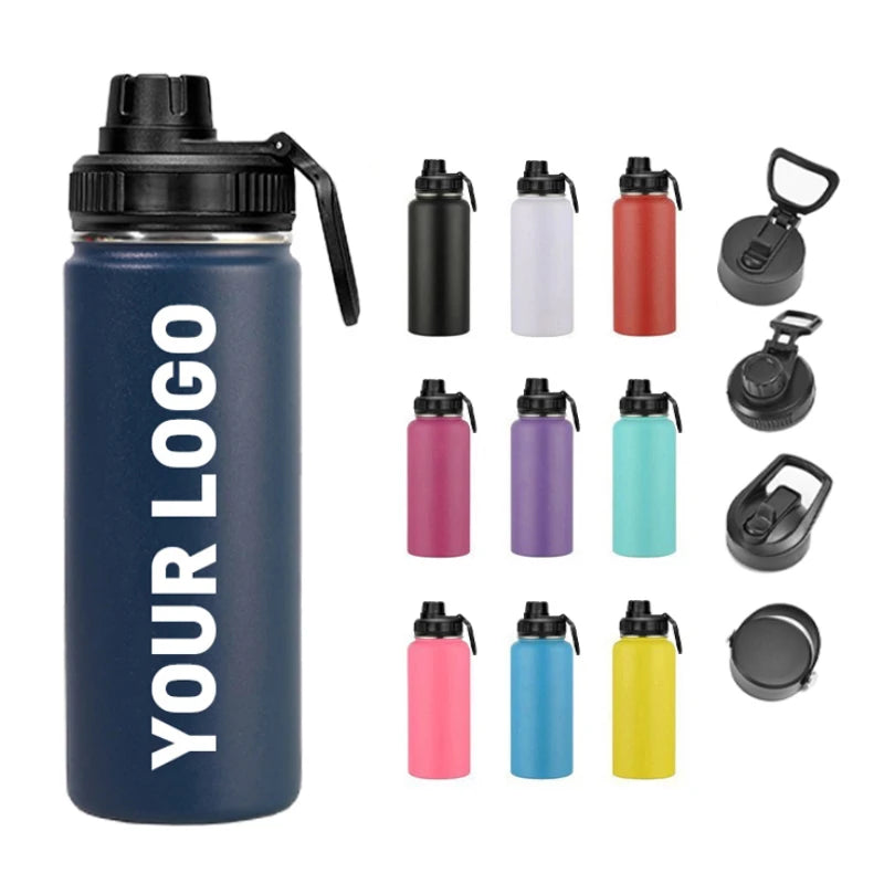 18oz 25oz 32oz Portable Sport Gym Vacuum Flask Insulated Stainless Steel Thermal Water Bottle with Handle Customizable logo