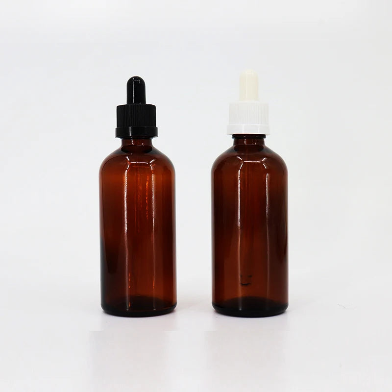 In Stock 100ml Essential Oil Dropper Amber Glass Brown Dropper Bottle 100 ml With Child-proof Lid for Body Facial Essential O