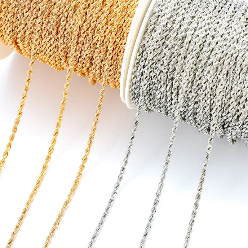 1Meter/strip Copper Fried Dough Twists Chain for Necklace Bracelet Earring Jewelry Making DIY Components Jewelry Accessories 