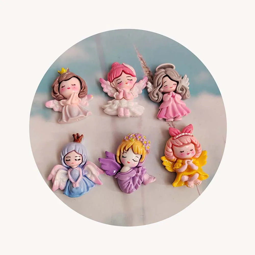 100Pcs New Angel  Wings Resin Girl Cartoon Crafts Flatback Cabochon Ornament Jewelry Making Hairwear Accessories Slime Charm