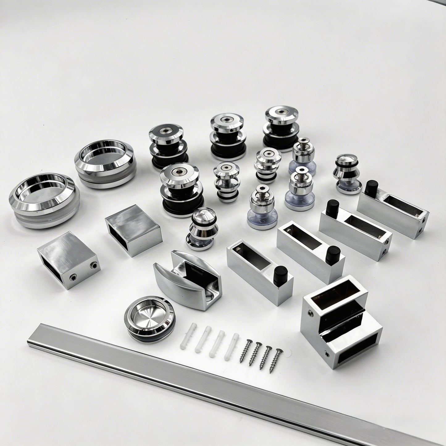 Frameless Glass Door Bathroom Fittings Set Shower Door Hardware Kit Slide Rail System for Double Slide Door Rollers