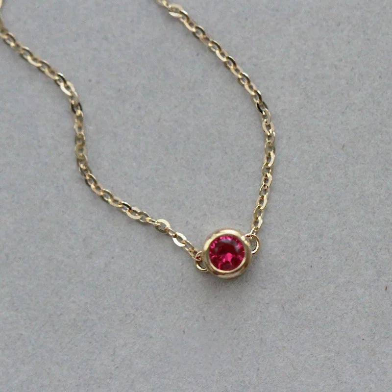 INS Simple Hot Fashion 14K Gold Plating Pure 925 Sterling Silver Single Rose Pink Zircon Bracelets for Women Girls Jewelry