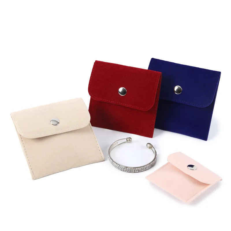 Luxury Super Soft Pink Velvet Pouch for Jewelry Customized Button Velvet Dust Gift Packaging Bag