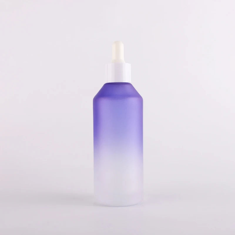 Premium Unique Light Purple Round Empty Wholesale Bottle Skin Care Essential Oil Hair Oil Serum Glass Dropper Bottle