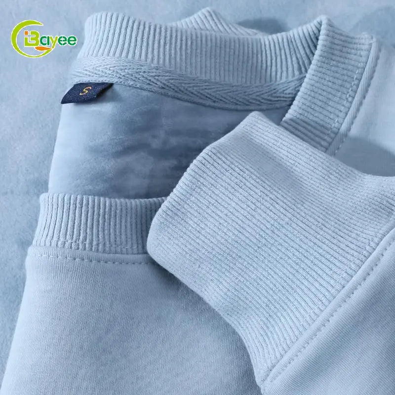 Custom Premium 600Gsm Fleece Lined Mens Hoodies & Sweatshirts Cotton Crew Neck Winter Sweatshirt Men Polyester
