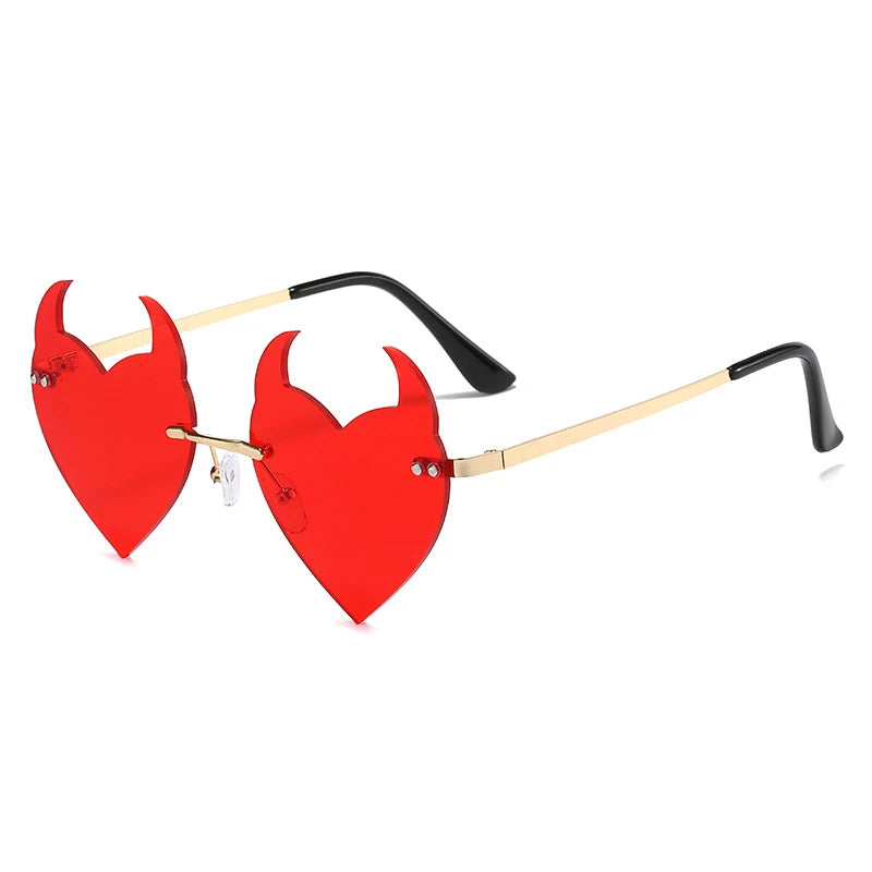 2024 Personality Little Devil Sunglasses Cross-border Rimless Shaped Sunglasses New Personality Trend Wholesale