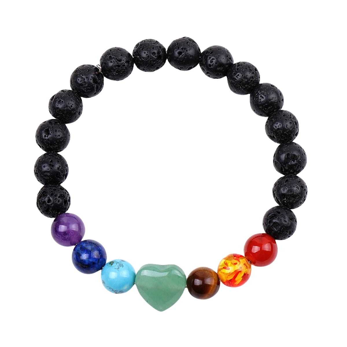 Hot Sale Green Aventurine Gemstone Bracelets Heart Shaped Handmade Natural Lava Stone Bracelet