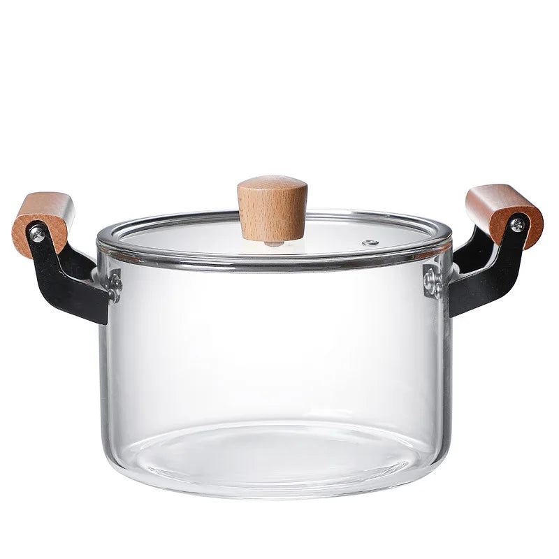 Thickened High Borosilicate Pot Double Ear Glass Soup Pot Heatable Transparent Stew Multi-function Glass Pot