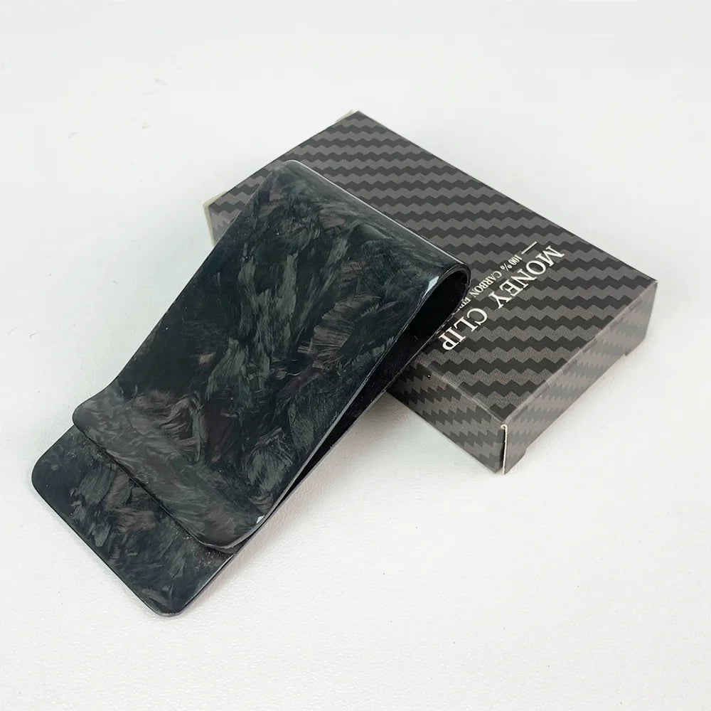 Minimalist Forged Carbon Fiber Business Wallet RFID Blocking Slim Money Clip Credit Card Holder for Men