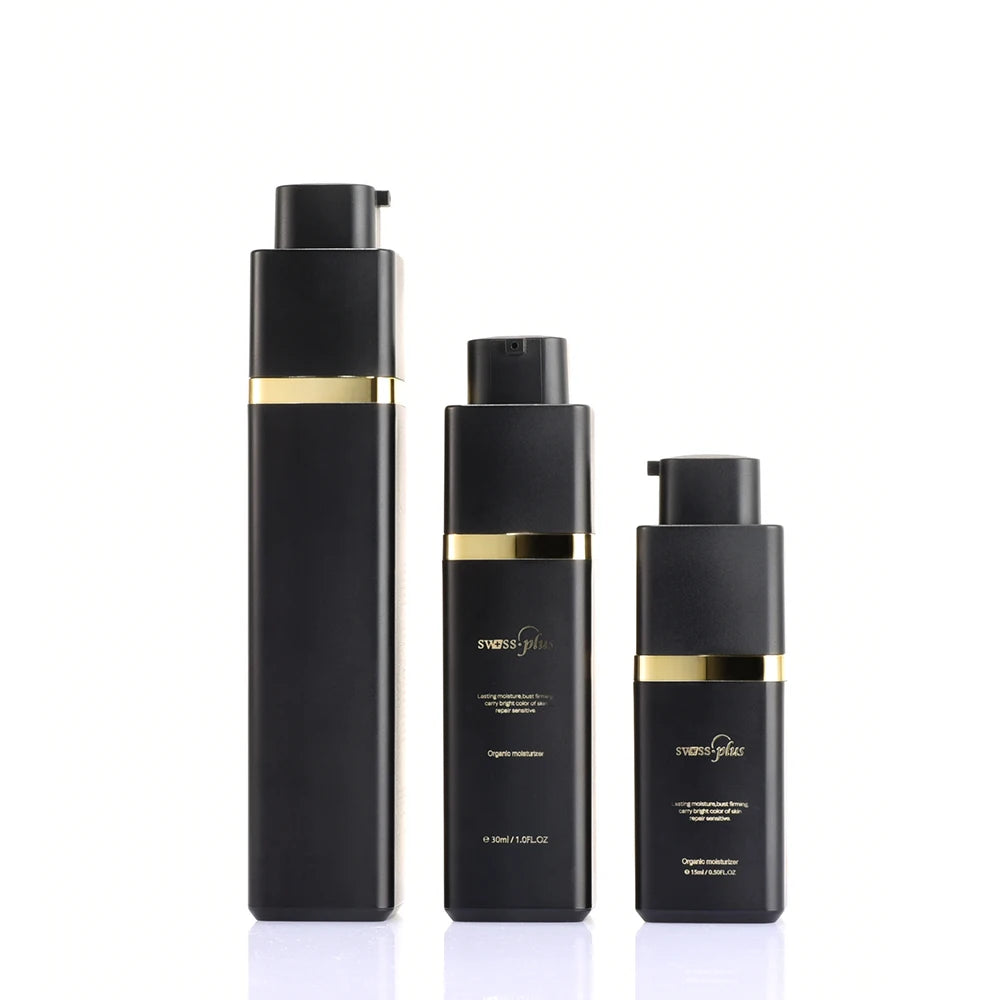 TINDA Black Square 50ml 30ml 15ml Recyclable Rotary Skincare Jars & Bottles Airless Pump Sprayer Lotion Cream PET/PP Packagin
