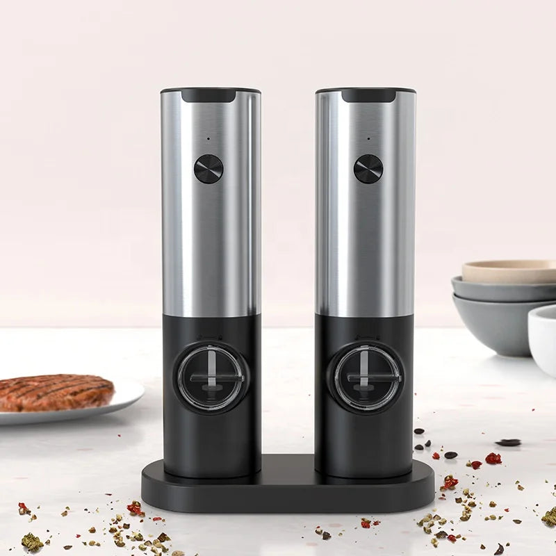 USB Rechargeable Electric Black Pepper Mill Grinder Set Salt and Spice Jar with Custom Logo