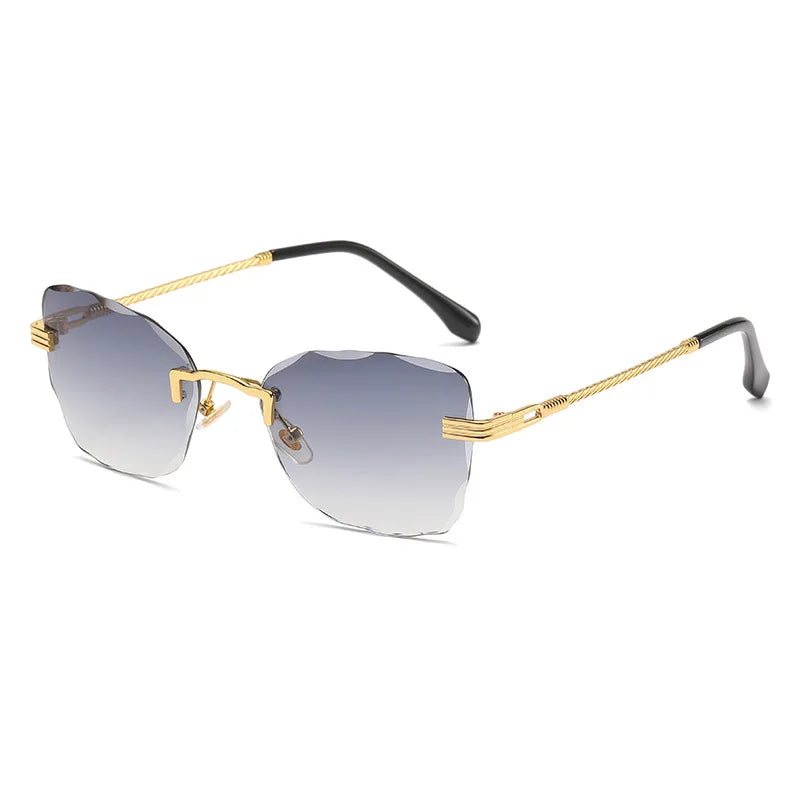 2024 Retro Sunglasses Men Brand Designer Rimless Gradient Sun Glasses Fashion Shades Cutting Lens Ladies Frameless Eyeglasses