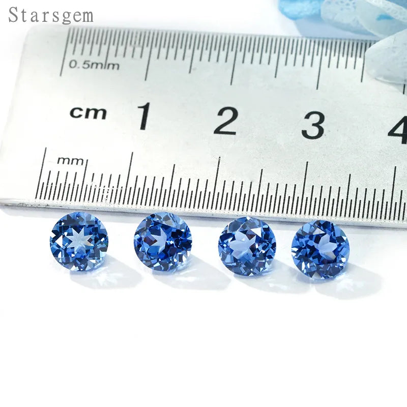 Loose Gemstones Round Shape Blue Sapphire Royal Blue Gemstones Lab Grown Small Size 1mm -4mm Jewelry Making