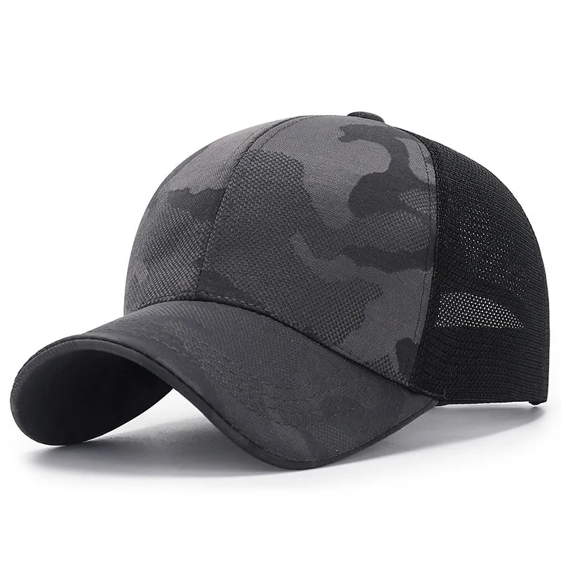 Custom logo Camo Mesh Cap Low-profile Design 6-panel Camouflage Baseball Cap for Men