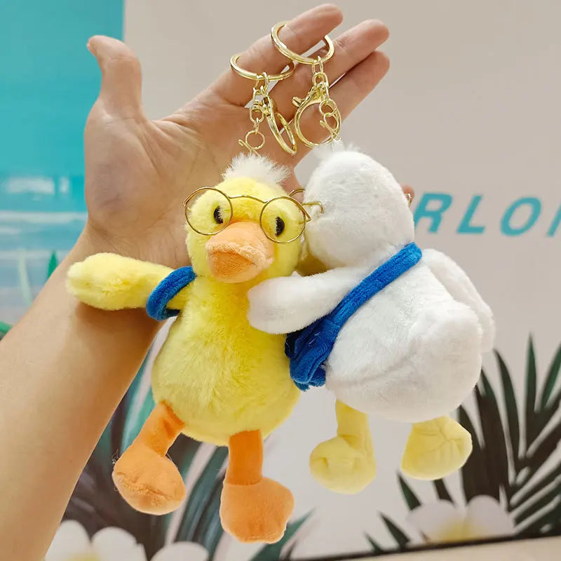 Promotion Cute Duck Plushie Doll Keychain with Glasses Backpack Stuffed Animal Toys Plush Duck Doll Toy Duck Plush Keychains 