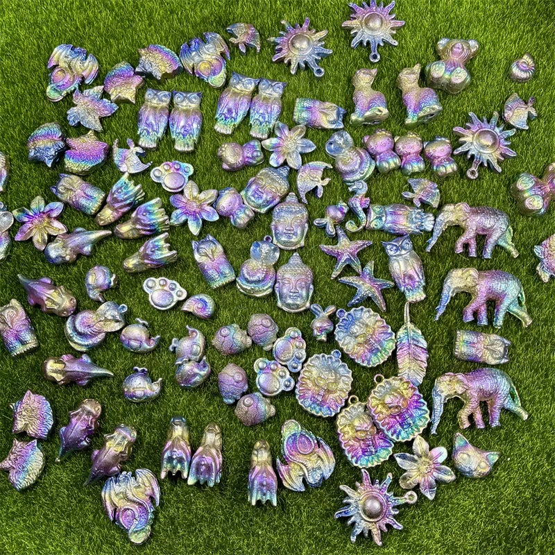 Wholesale Natural Folk Craft Healing Stone Carved Bismuth Crystal Carvings Mini Animals for Gift